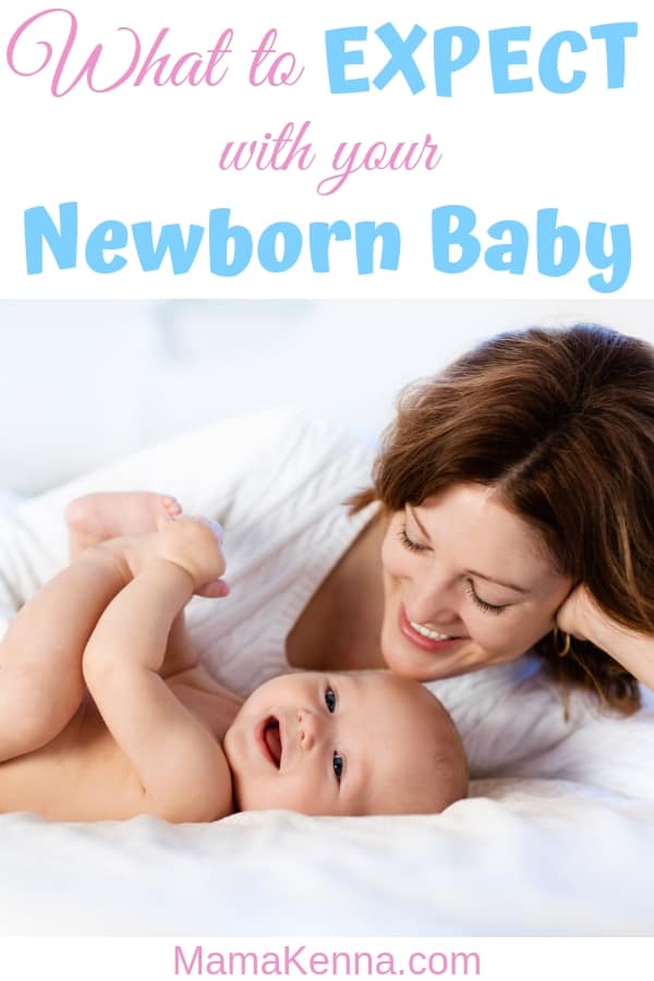 pinterest What to Expect with your newborn baby. Mom playing with newborn baby.