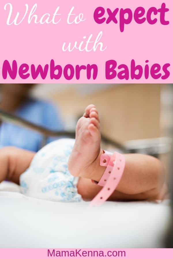 pinterest what to expect with newborn babies. baby laying in bed at hospital with ankle bracelet 