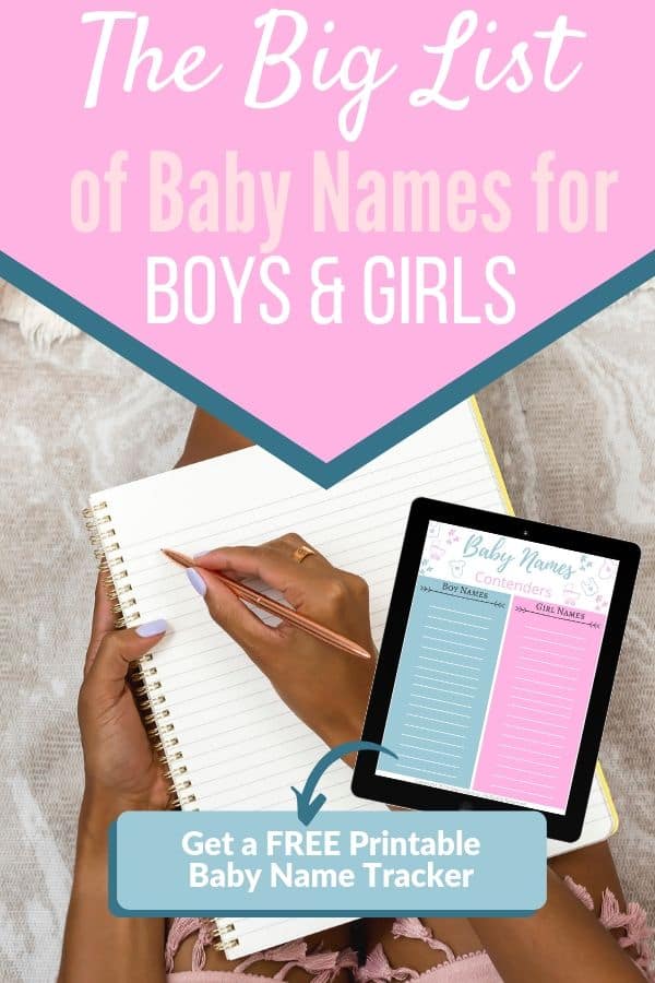 This list of baby names is full of names that are cute, unique, uncommon, beautiful, cool, earthy, hippie, pretty, modern, and stylish for both baby boys and girls. Plus get a free printable baby name tracker.