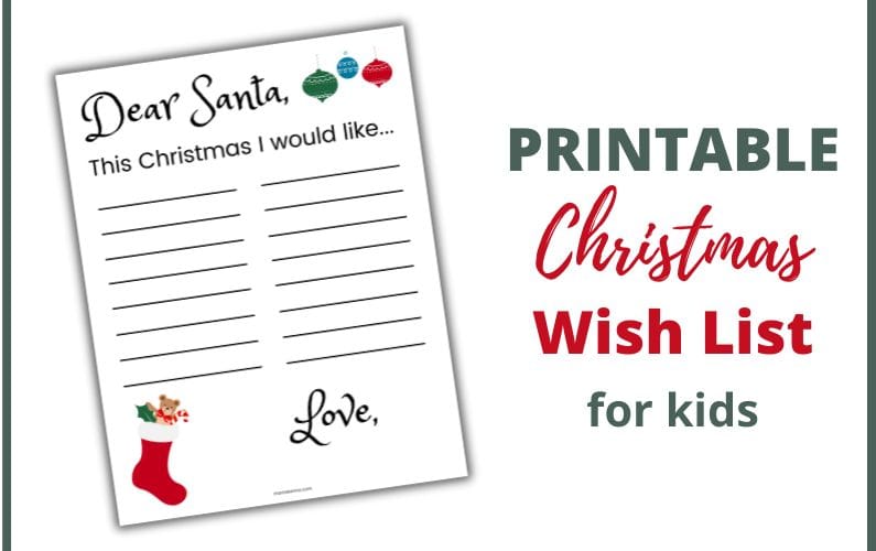 mock up of printable christmas wish list