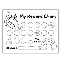 black and white unicorn reward chart mock up